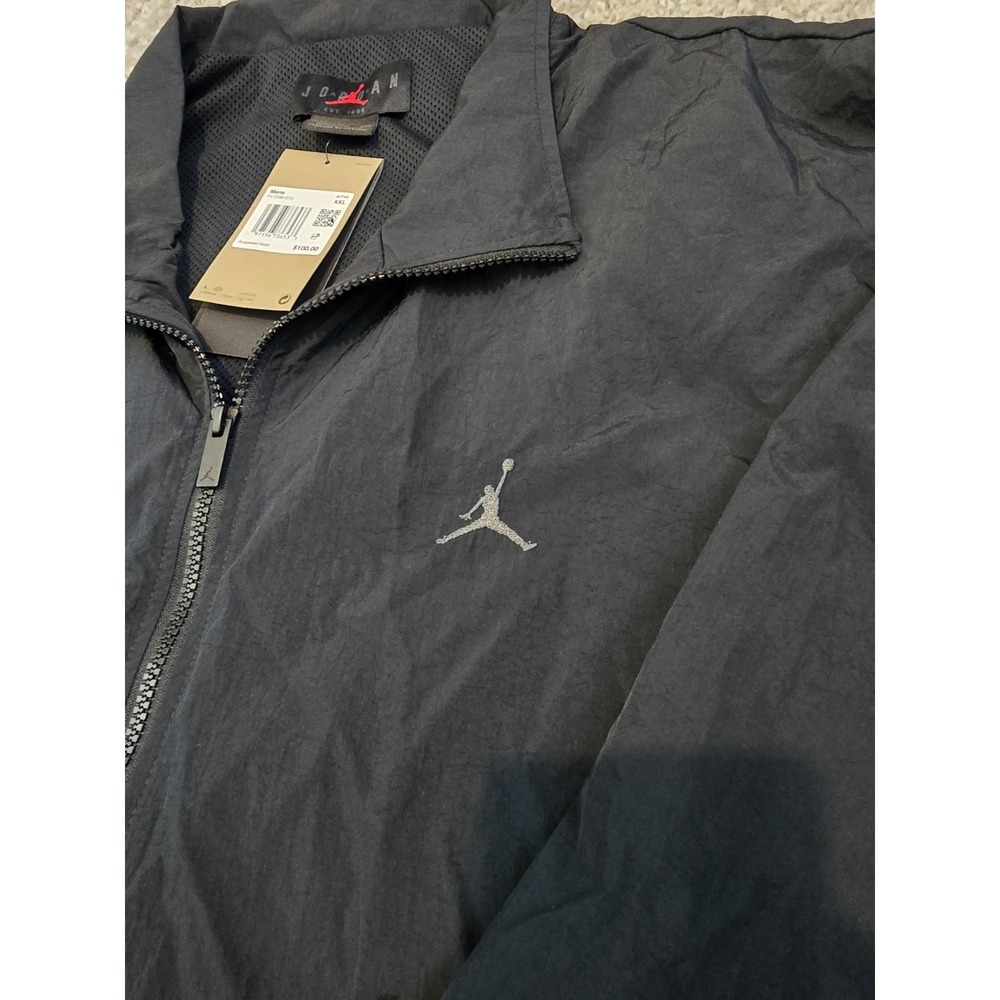 Nike Air Jordan Nylon Windbreaker Jacket Black Fv7299-010 - Men's Size 2XL NWT - Picture 4 of 16